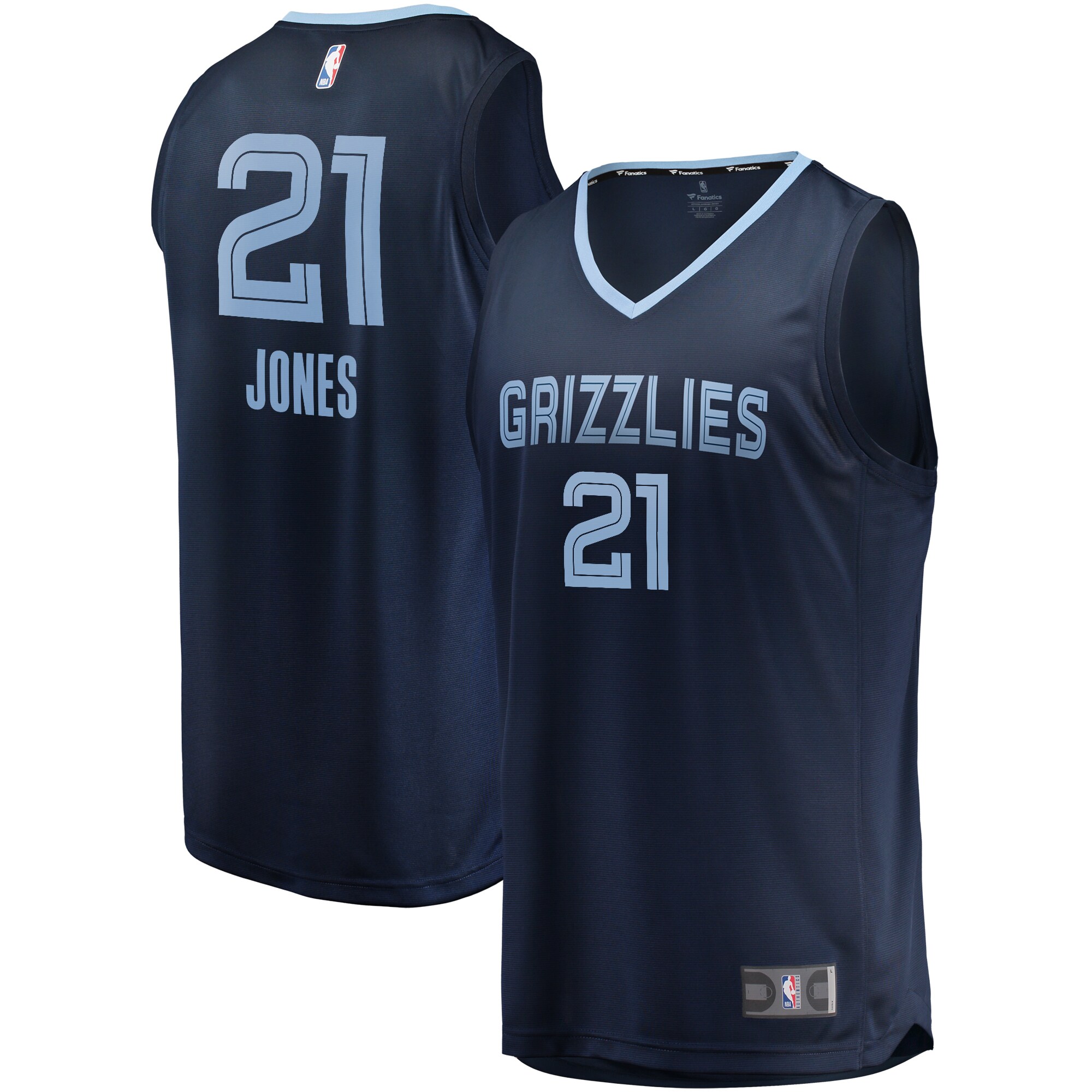 Alternative view of Tyus Jones Memphis Grizzlies Fanatics Branded Fast Break Player Basketball Jersey Navy – Icon Edition