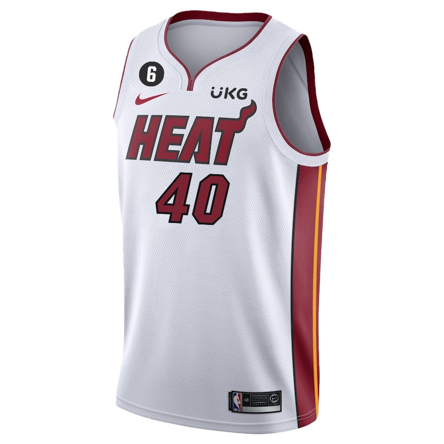 Alternative view of Udonis Haslem 40 Miami Heat Final Champions 2023 Swingman Basketball Jersey - White - JS696 