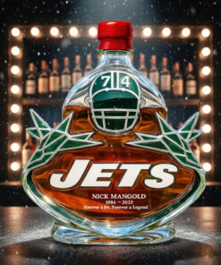 Alternative view of New York Jets Nick Mangold 1984-2025 Forever A Jet Forever A Legend Whiskey Bottle