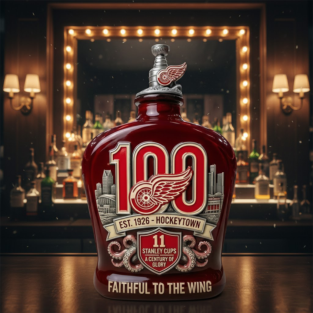 Detroit Red Wings 100Th Anniversary Hockeytown Stanley Cup Legacy Whiskey Bottle - Image 2