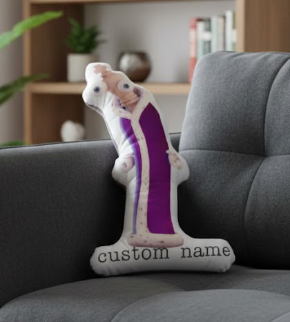 Novelty Round Purple Monster Face Throw Pillow - Image 2