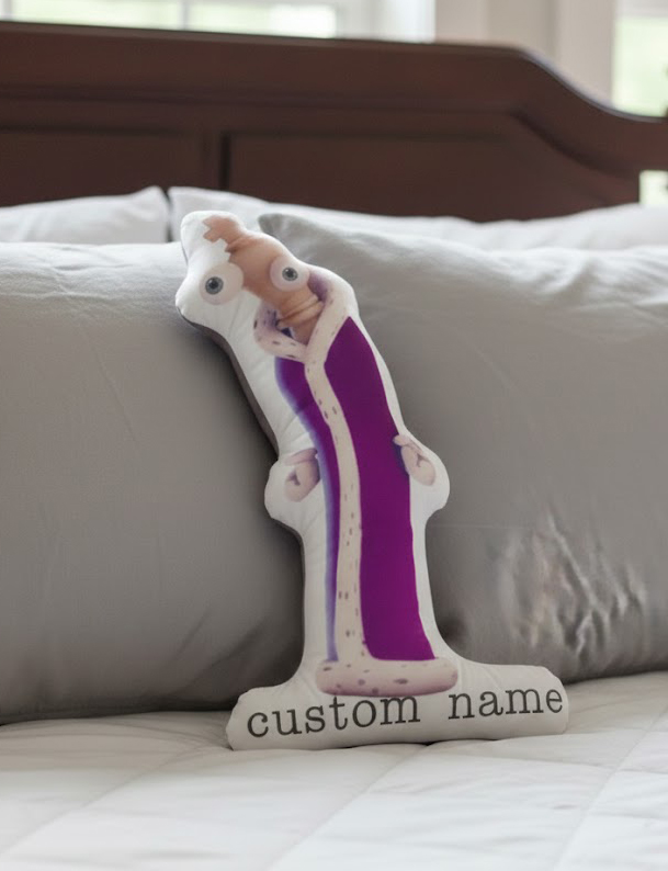 Novelty Round Purple Monster Face Throw Pillow - Image 3