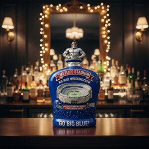 Alternative view of New York Giants Metlife Stadium 100Th Anniversary Trophy Whiskey Bottle