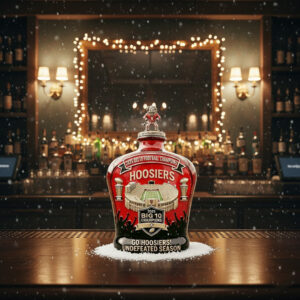 Alternative view of Indiana Hoosiers 2025 Big Ten Football Champions Go Hoosiers Decanter Whiskey Bottle