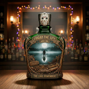 Alternative view of Friday The 13Th Jason Mask Whiskey Bottle Decor Horror Movie Halloween Collectible