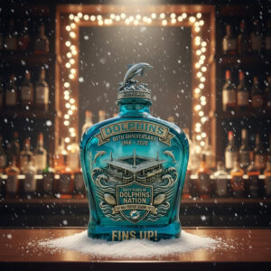 Alternative view of Miami Dolphins 60Th Anniversary 2026 Decorative Whiskey Bottle