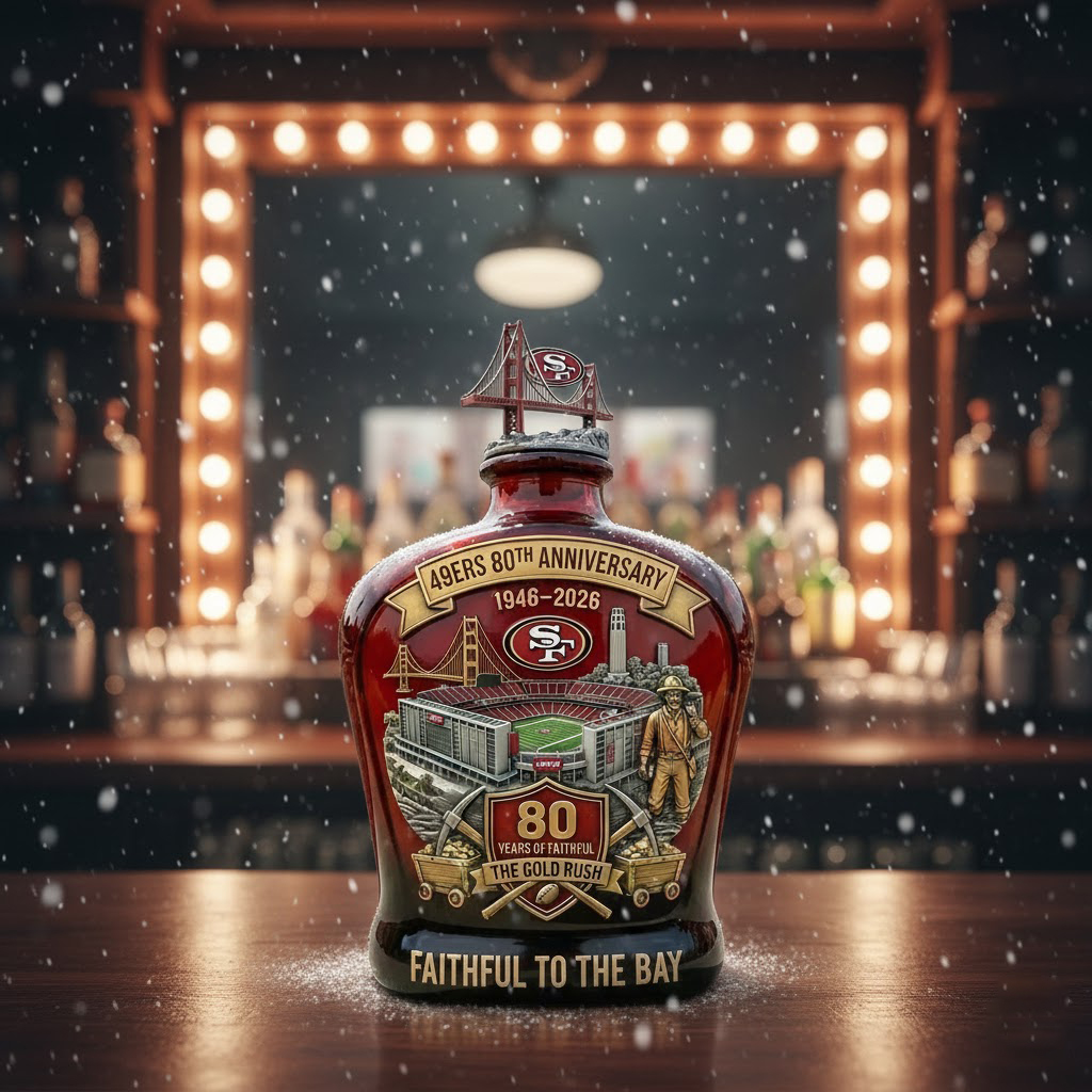 San Francisco 49Ers 80Th Anniversary Faithful To The Bay Whiskey Bottle Decanter 2026 - Image 2