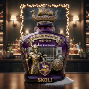 Alternative view of Minnesota Vikings 65Th Anniversary Skol Whiskey Bottle Decanter