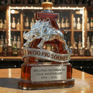Alternative view of Arkansas Razorbacks 132Nd Anniversary Woo Pig Sooie Decanter Whiskey Bottle 2026