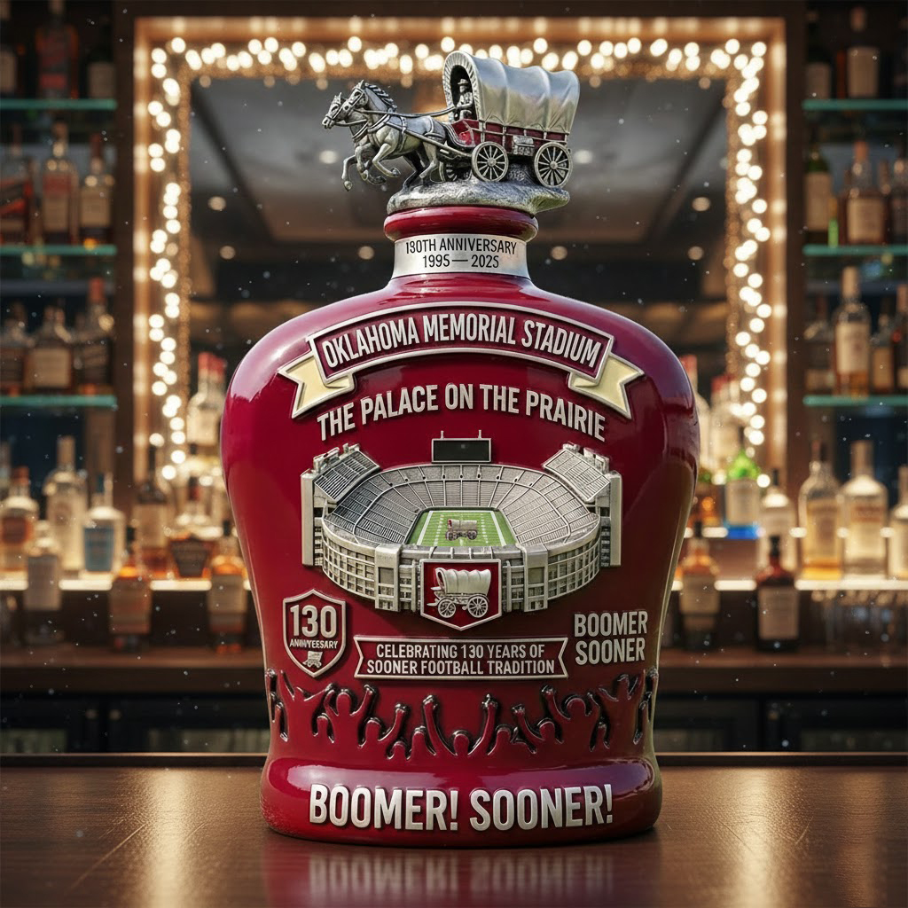 Oklahoma Memorial Stadium 130Th Anniversary Commemorative Whiskey Bottle Decanter - Image 3