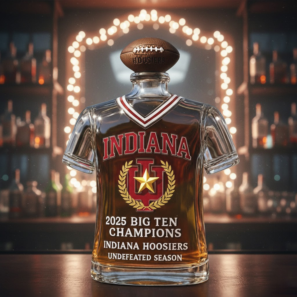 Indiana Hoosiers Big Ten Champions 2025 Trophy Whiskey Bottle Decanter - Image 2