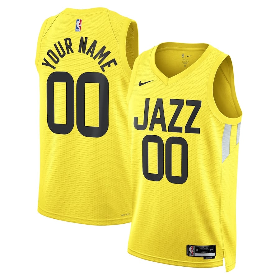 Utah Jazz 2023/24 Icon Swingman Custom Men Hockey Jersey - Gold - JS237 