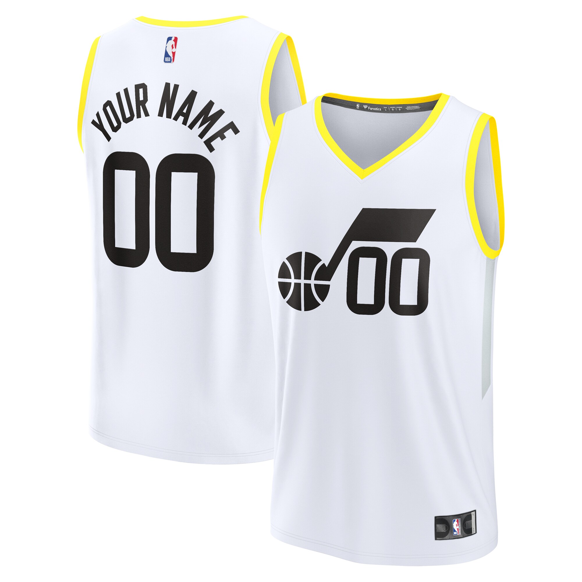 Utah Jazz Fanatics Fast Break Custom Replica Basketball Jersey - Association Edition - White