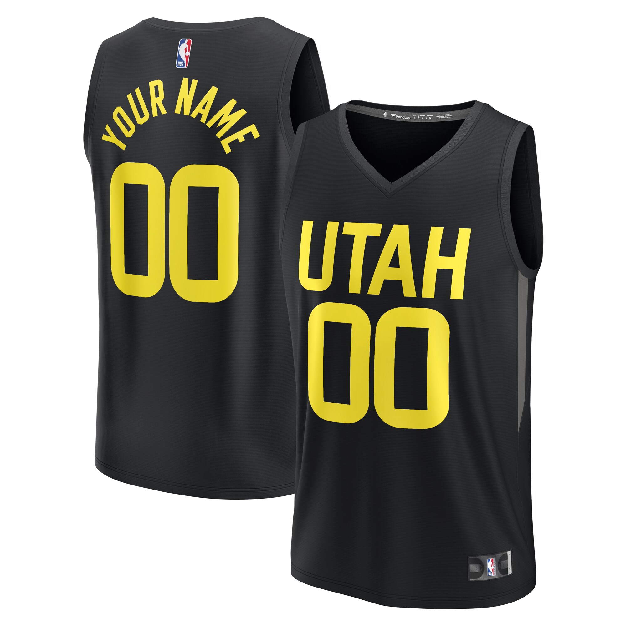 Utah Jazz Fanatics Youth Fast Break Replica Custom Basketball Jersey - Statement Edition - Black