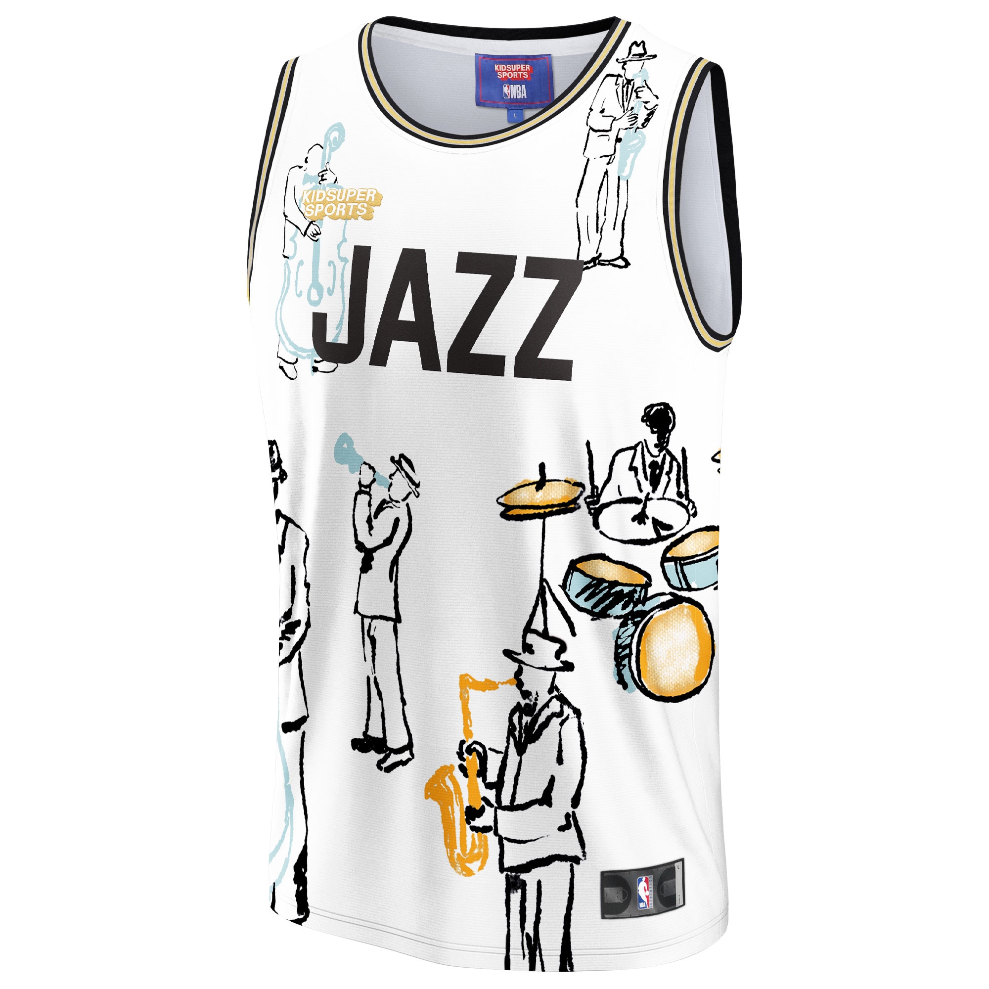 Alternative view of Utah Jazz Nba & Kidsuper Studios By Fanatics Unisex Hometown Basketball Jersey - White