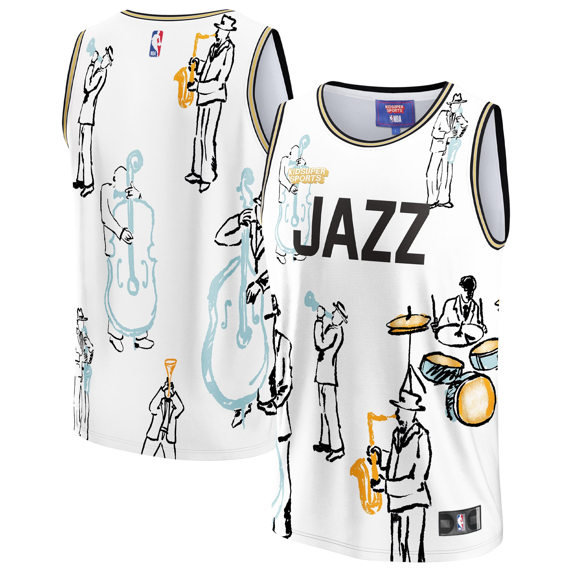 Utah Jazz Nba & Kidsuper Studios By Fanatics Unisex Hometown Basketball Jersey - White