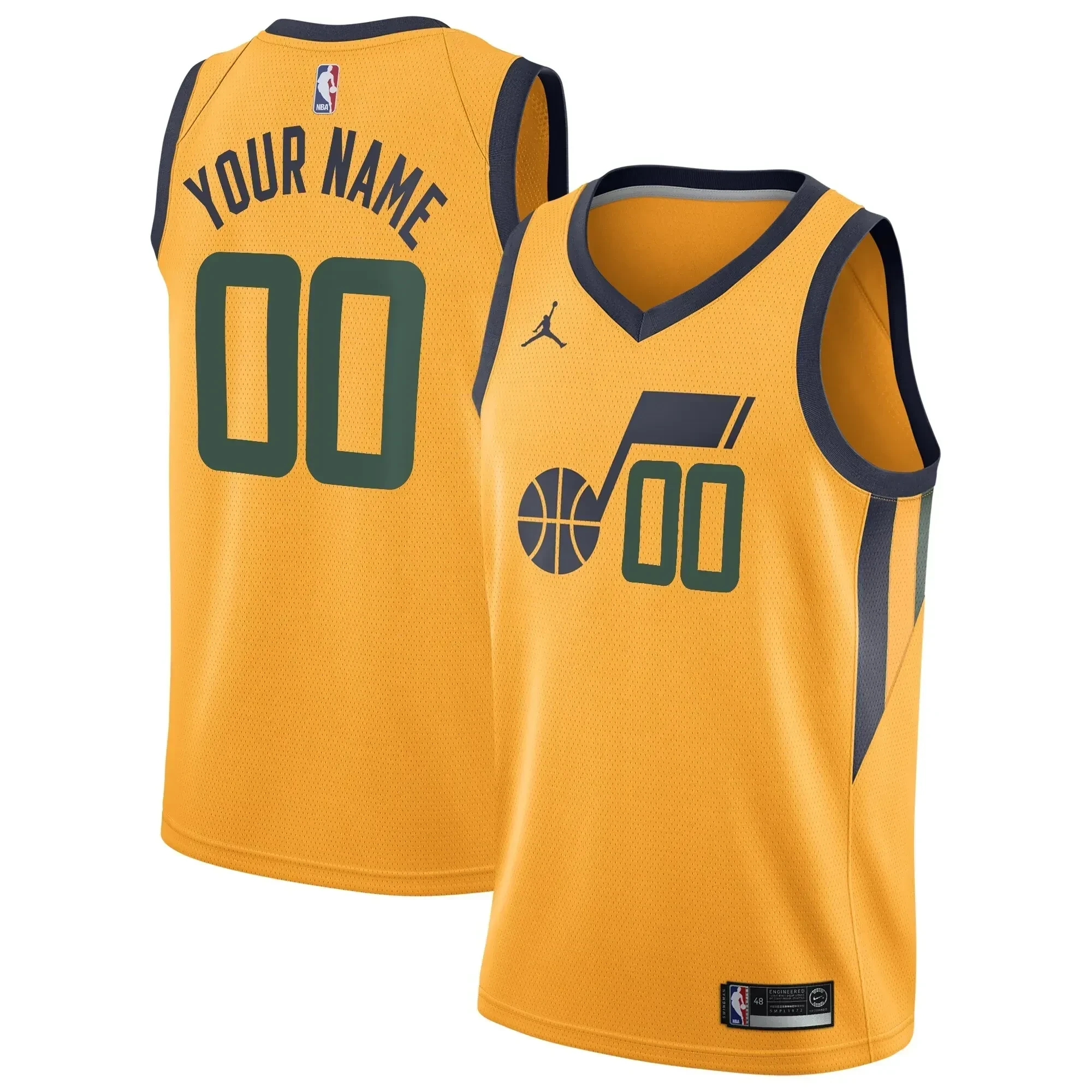 Utah Jazz Swingman Custom Hockey Jersey - Statement Edition - Gold - JS600 