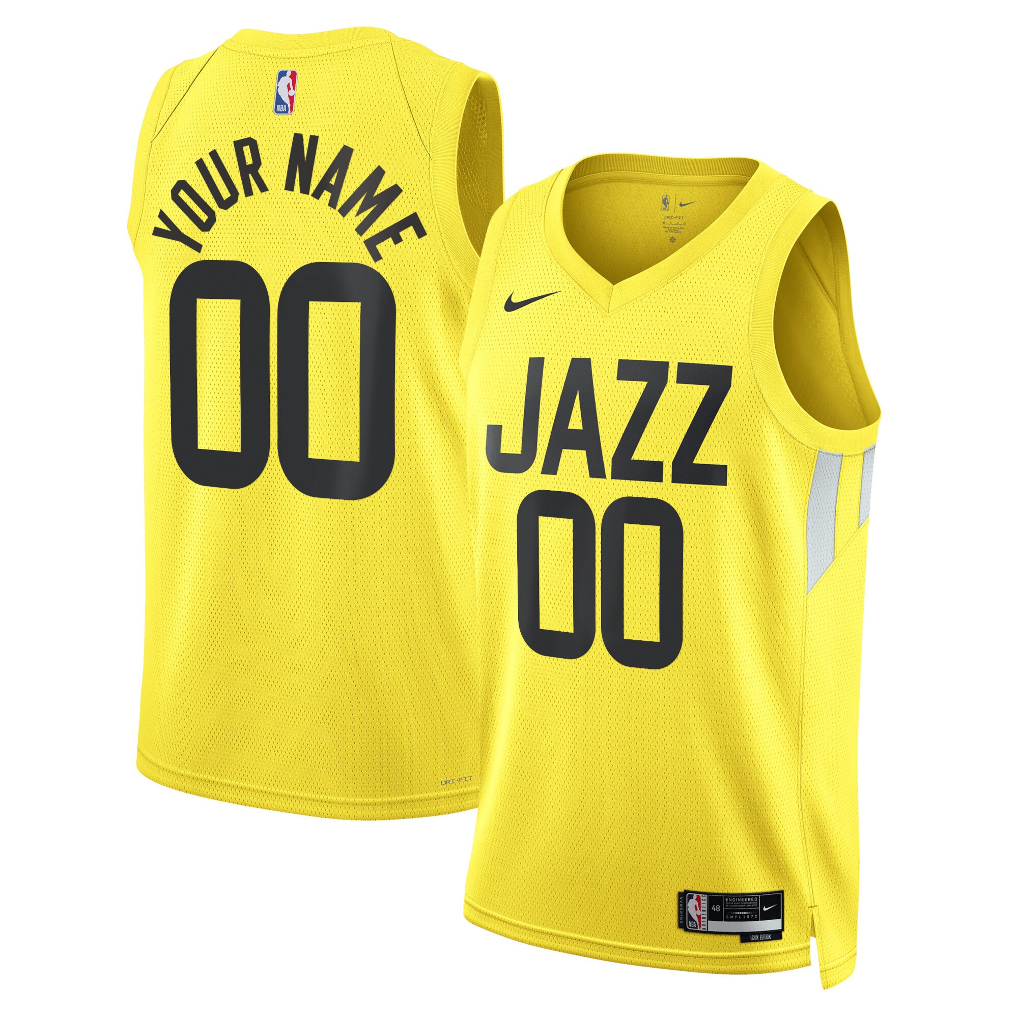 Utah Jazz Unisex Swingman Custom Basketball Jersey Gold - Icon Edition