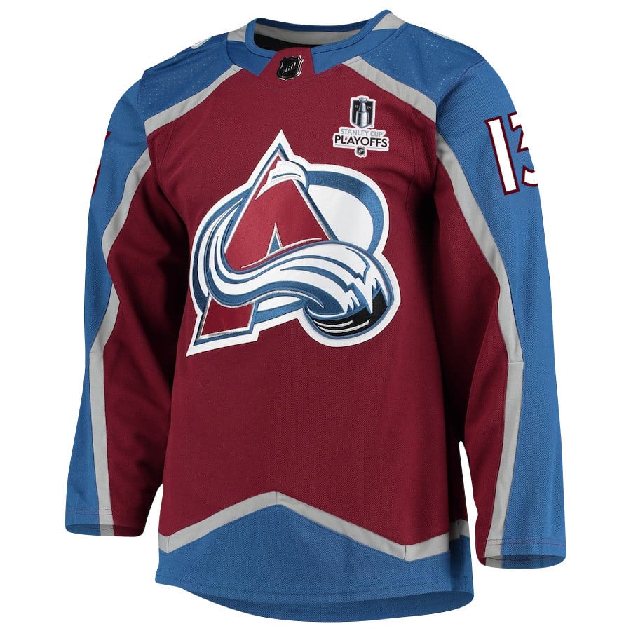 Alternative view of Valeri Nichushkin 13 Colorado Avalanche 2024 NHL Playoffs Patch Home Hockey Jersey - Men - JS541 