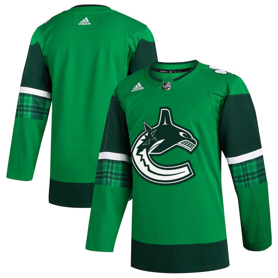Vancouver Canucks 2023 St. Patrick's Day Primegreen Men Hockey Jersey - Kelly Green - JS763 