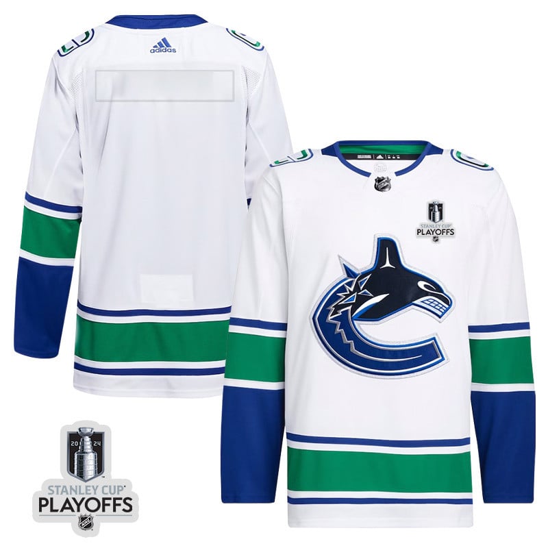 Vancouver Canucks 2024 NHL Playoffs Patch Away Hockey Jersey - Men, White - JS757 