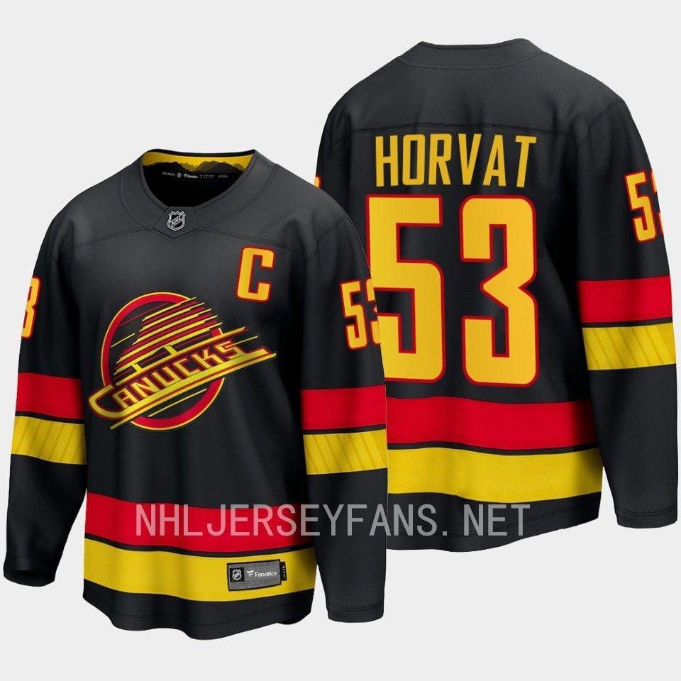 Vancouver Canucks Bo Horvat 53 2023-24 Alternate Hockey Jersey Breakaway Black - JS227 