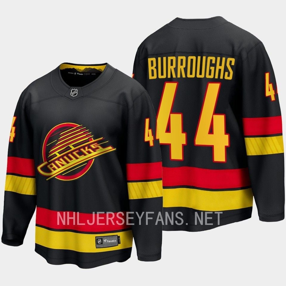 Vancouver Canucks Kyle Burroughs 44 2023-24 Alternate Hockey Jersey Breakaway Black - JS602 