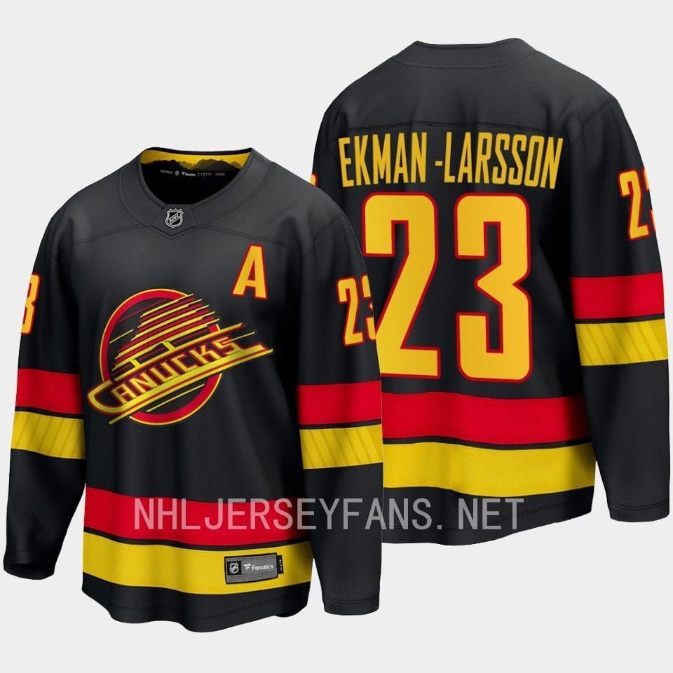 Vancouver Canucks Oliver Ekman-Larsson 23 2023-24 Alternate Hockey Jersey Breakaway Black - JS233 
