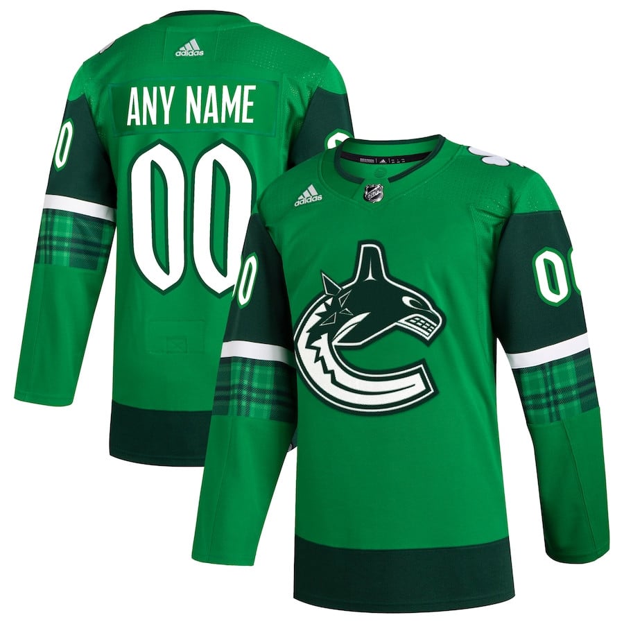 Vancouver Canucks St. Patrick's Day Custom Men Hockey Jersey - Kelly Green - JS578 
