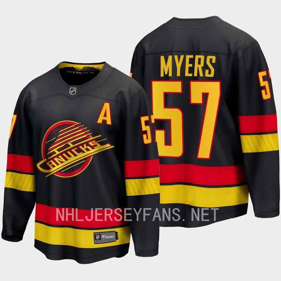 Vancouver Canucks Tyler Myers 57 2023-24 Alternate Hockey Jersey Breakaway Black - JS342 