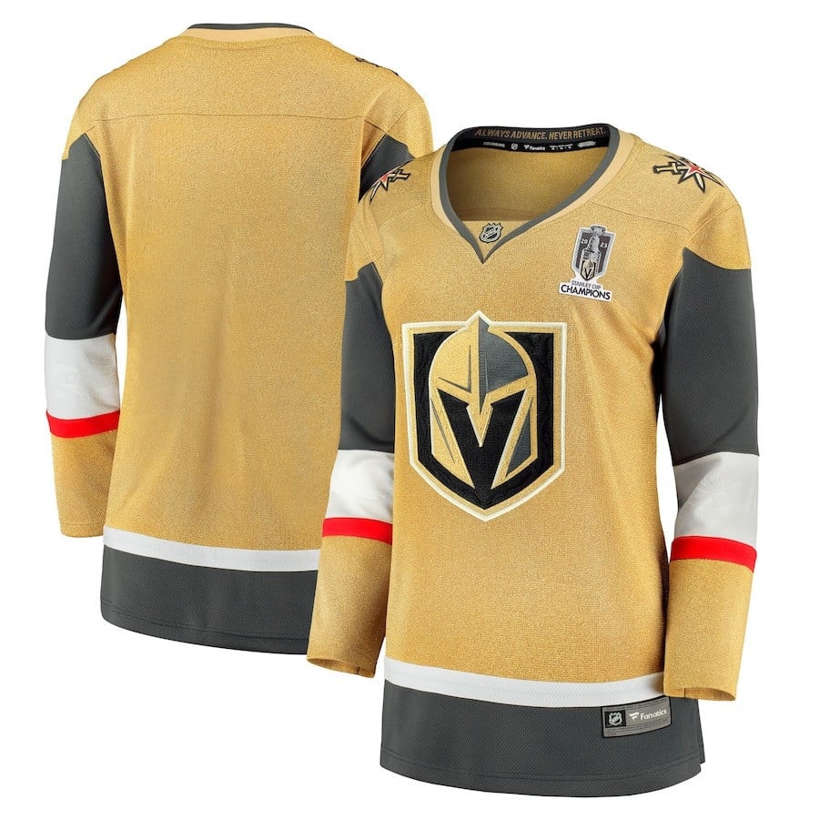 Vegas Golden Knights 2023 Stanley Cup Champions Home Breakaway Women Hockey Jersey - Gold - JS386 