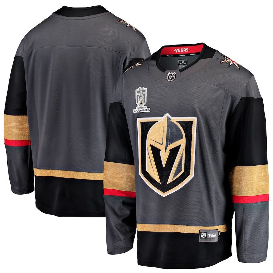 Vegas Golden Knights 2023 Stanley Cup Champions Patch Alternate Breakaway Hockey Jersey - Black - JS311 