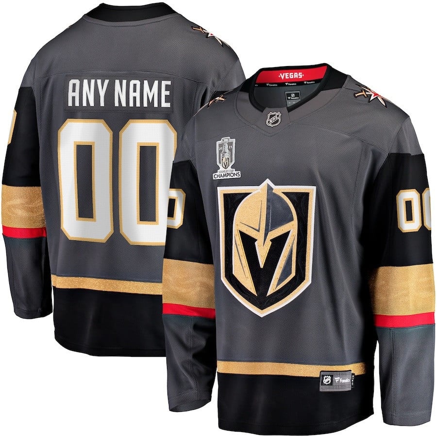 Vegas Golden Knights 2023 Stanley Cup Champions Patch Custom 00 Alternate Breakaway Custom Hockey Jersey - Black - JS715 