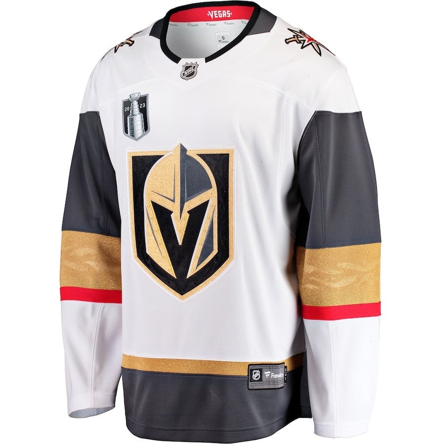 Alternative view of Vegas Golden Knights 2023 Stanley Cup Final Away Breakaway Hockey Jersey - White - JS417 
