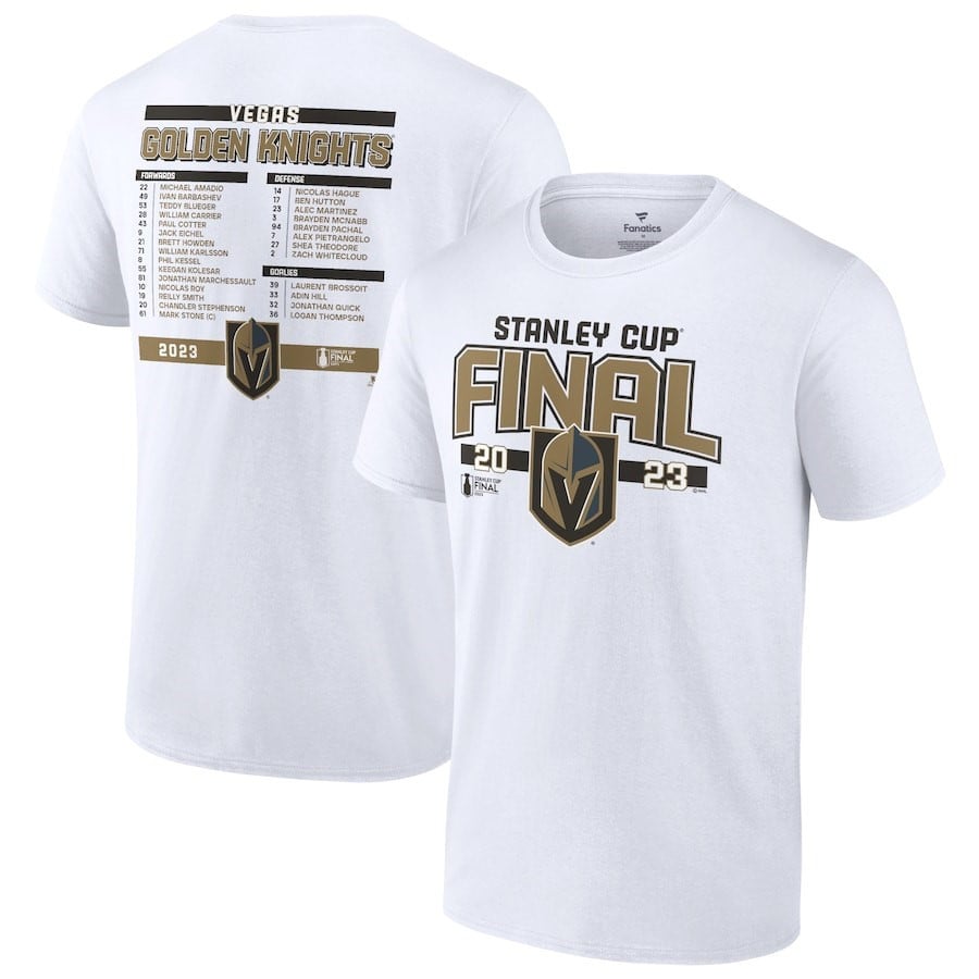 Vegas Golden Knights 2023 Stanley Cup Final Roster T-Shirt - White - JS398 