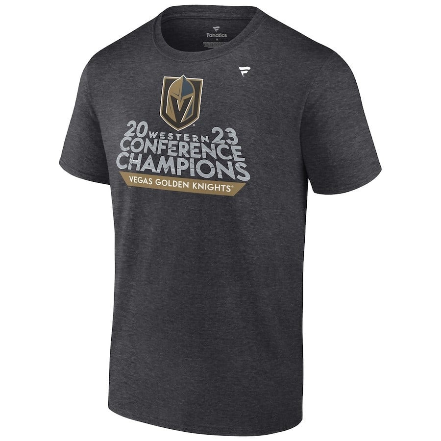 Alternative view of Vegas Golden Knights 2023 Western Conference Champions Locker Room T-Shirt - Heather Charcoal - JS156 