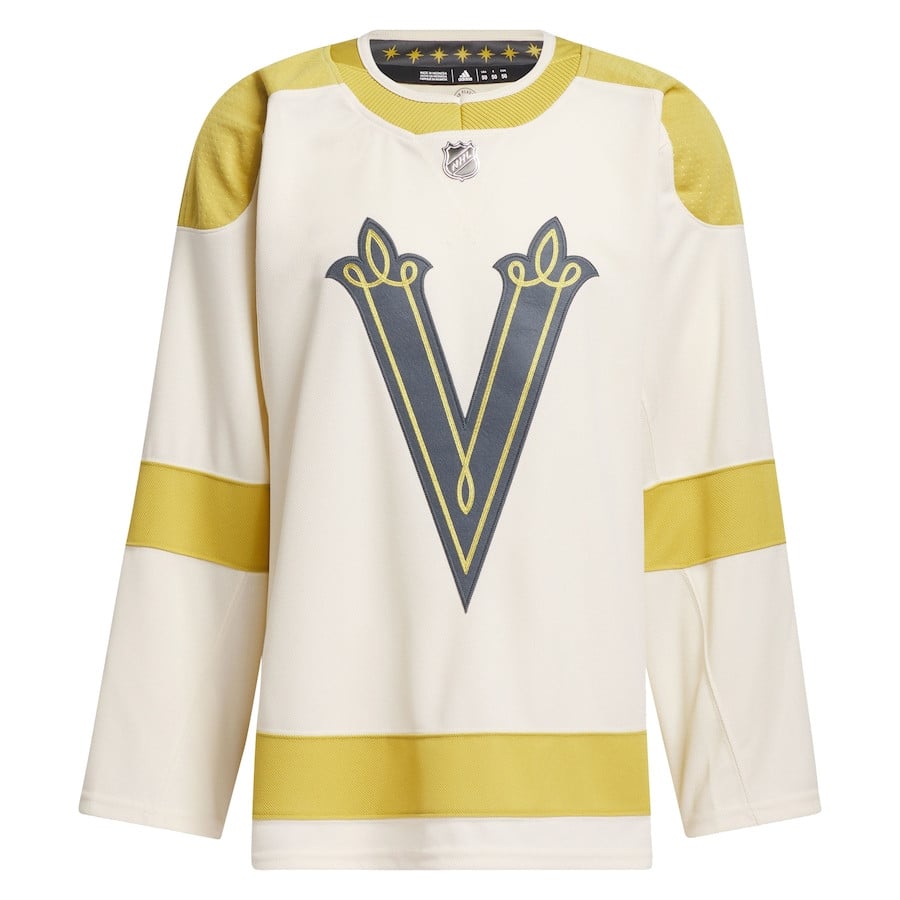 Alternative view of Vegas Golden Knights 2024 NHL Winter Classic Primegreen Men Hockey Jersey - Cream - JS579 