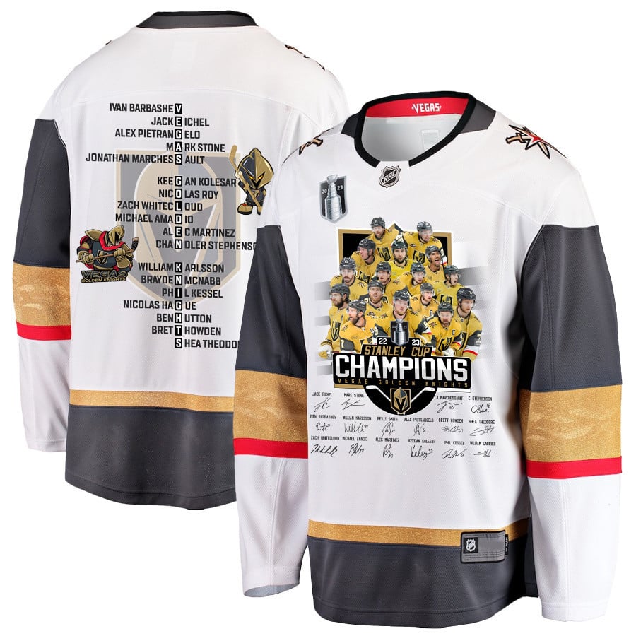 Vegas Golden Knights Celebrating Vegas' Championship 2023 Stanley Cup Men Hockey Jersey - White - JS288 