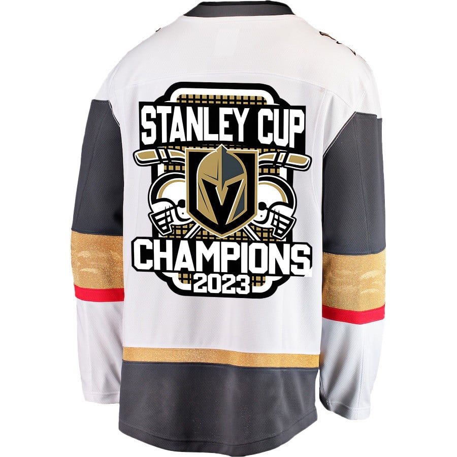 Alternative view of Vegas Golden Knights Crowned Champions 2023 Stanley Cup Men Hockey Jersey - White - JS472 