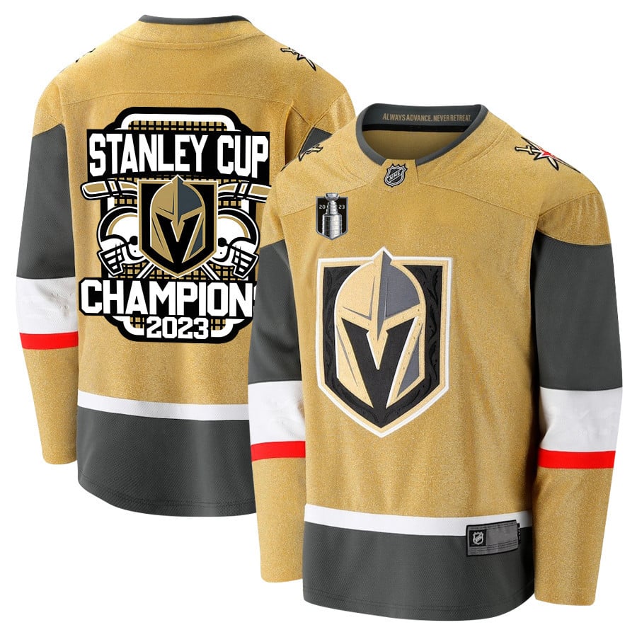 Vegas Golden Knights Crowned Champions 2023 Stanley Cup Men Hockey Jersey - Yellow - JS654 