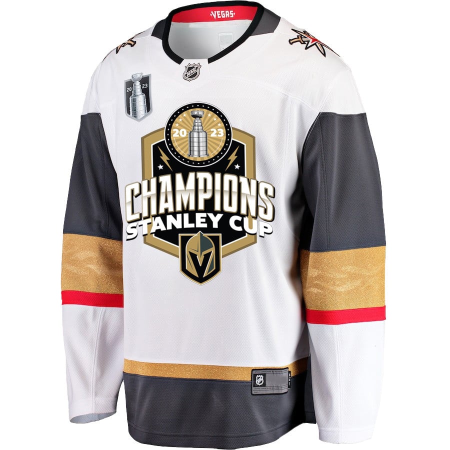 Alternative view of Vegas Golden Knights Journey to 2023 Stanley Cup Glory Men Hockey Jersey - White - JS719 