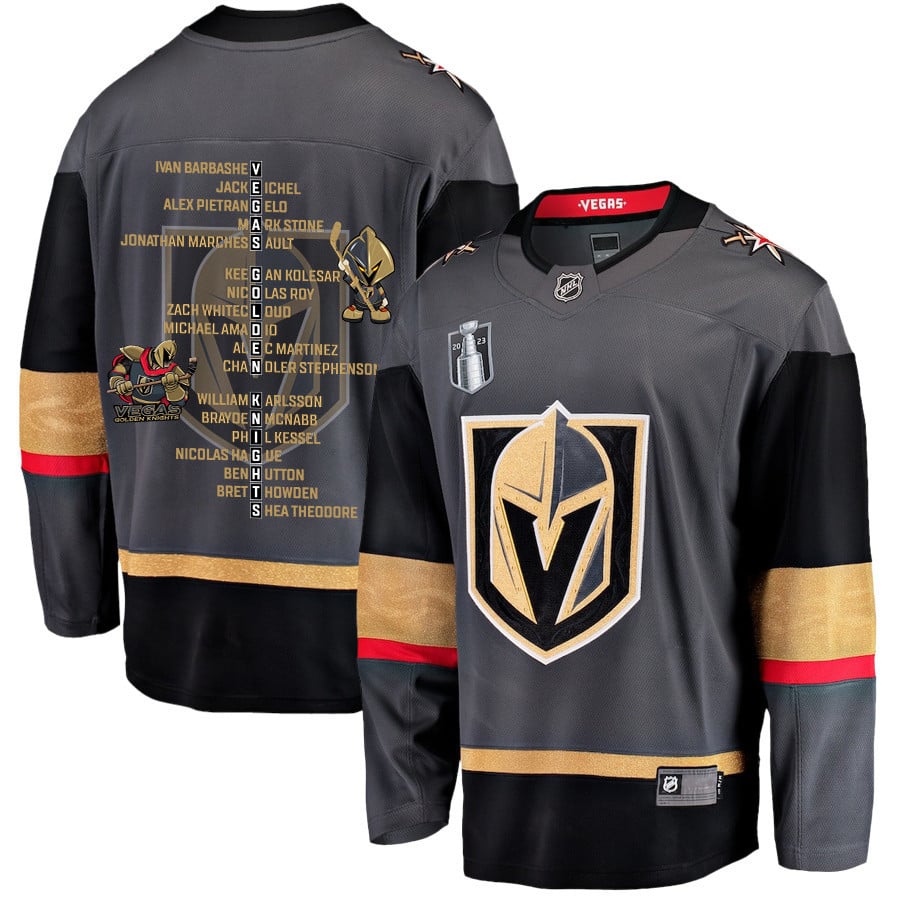 Vegas Golden Knights Players List 2023 Stanley Cup Men Hockey Jersey - Black - JS968 