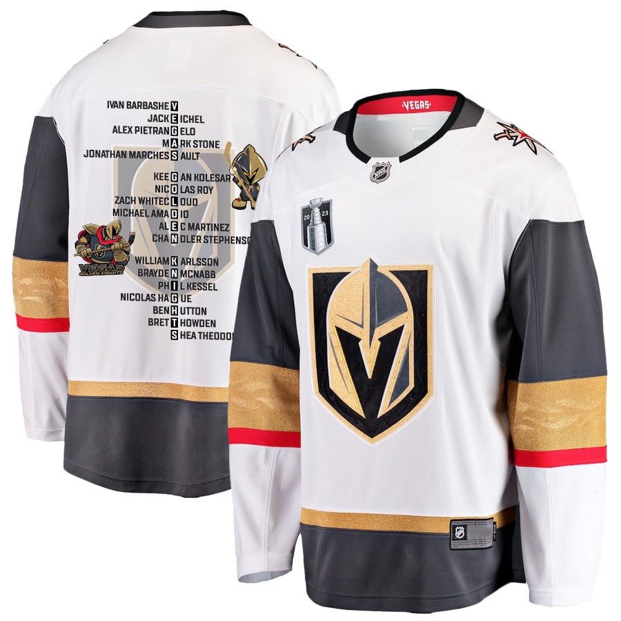 Vegas Golden Knights Players List 2023 Stanley Cup Men Hockey Jersey - White - JS310 