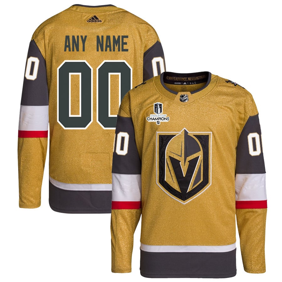 Vegas Golden Knights Stanley Cup 2023 Champions Patch Home Breakaway Custom Men Hockey Jersey - Gold - JS151 