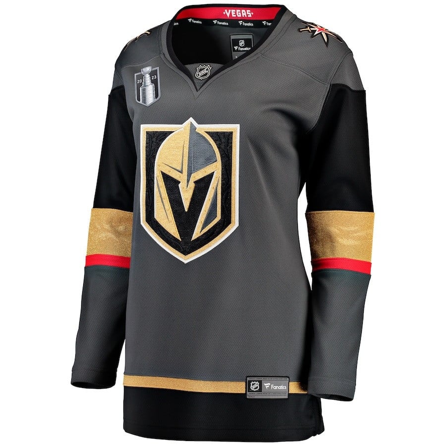 Alternative view of Vegas Golden Knights Women's 2023 Stanley Cup Final Alternate Breakaway Hockey Jersey - Black - JS523 