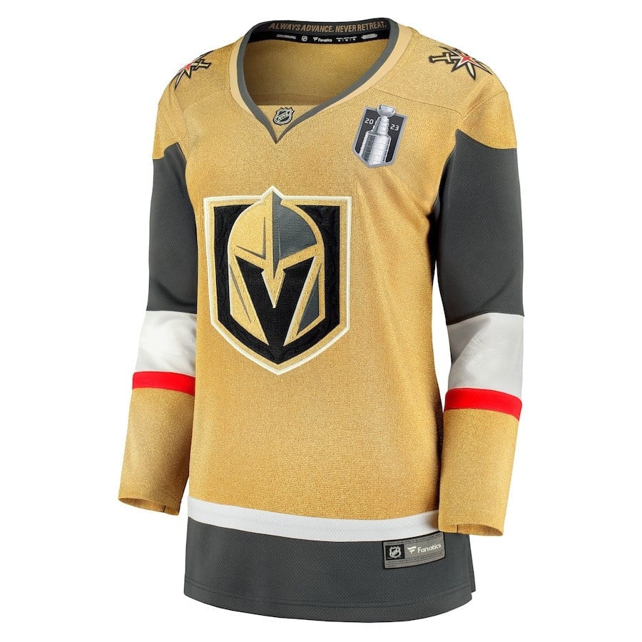 Alternative view of Vegas Golden Knights Women's 2023 Stanley Cup Final Home Breakaway Hockey Jersey - Gold - JS574 