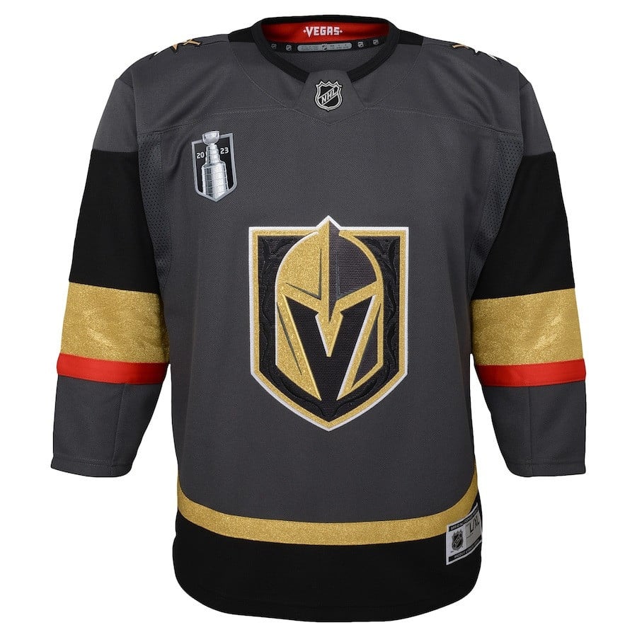 Alternative view of Vegas Golden Knights Youth 2023 Stanley Cup Final Alternate Hockey Jersey - Black - JS361 