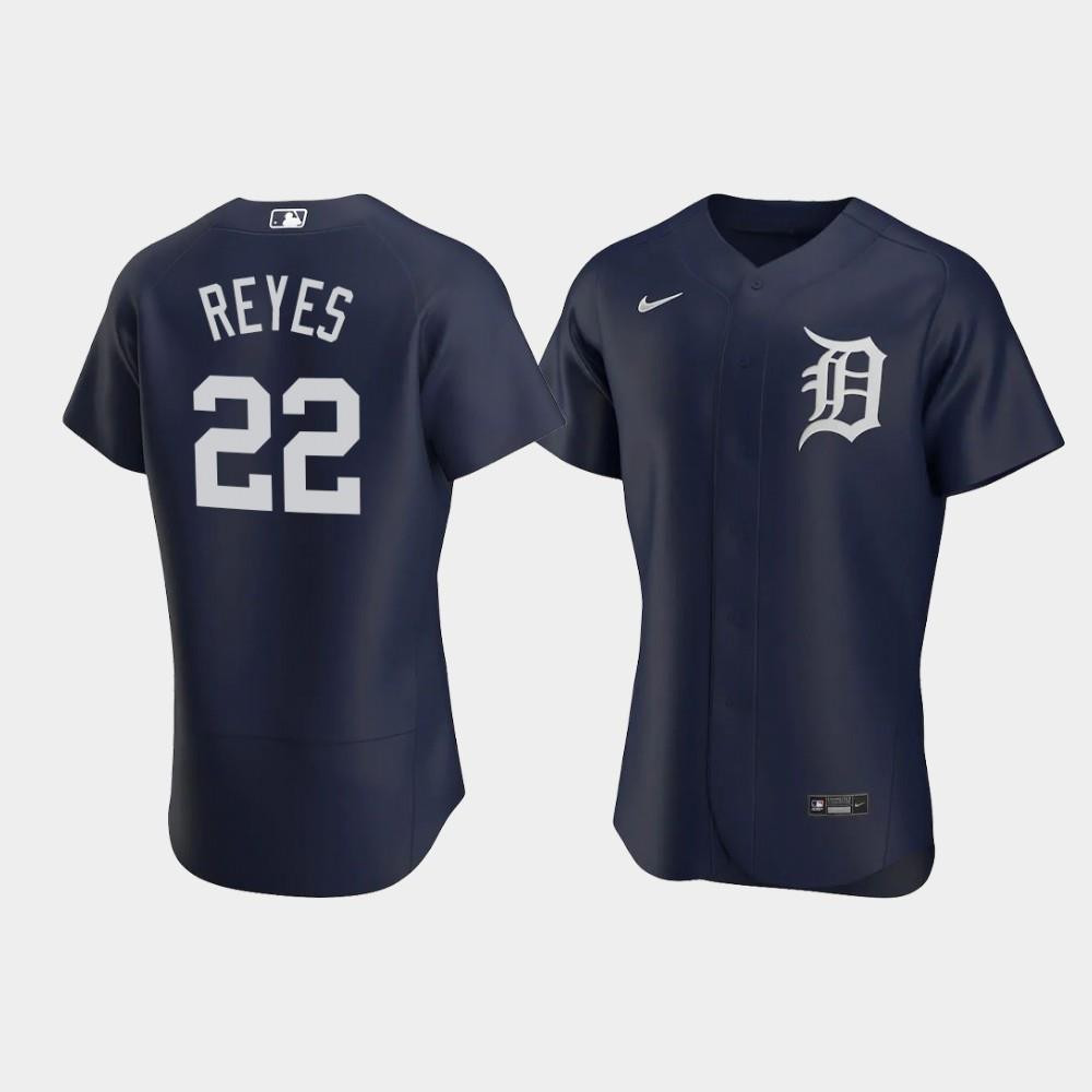 Victor Reyes 22 Detroit Tigers Team Logo Navy Alternate Baseball Jersey Baseball Jersey