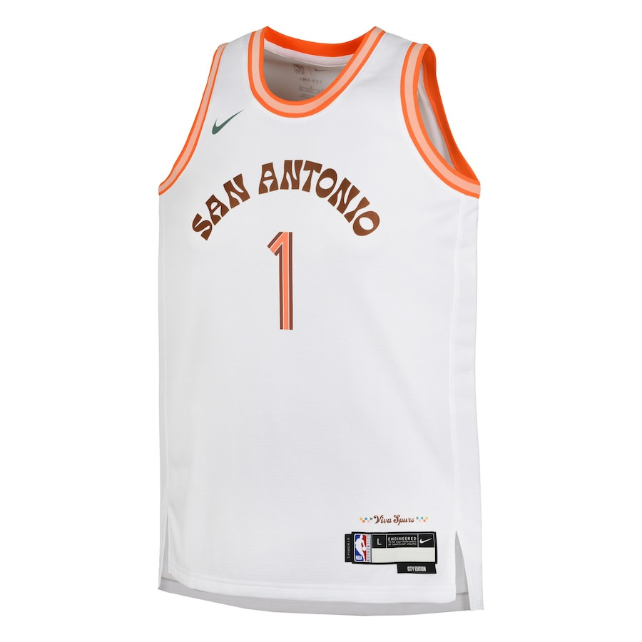 Alternative view of Victor Wembanyama 1 San Antonio Spurs 2023/24 City Edition Swingman YOUTH Basketball Jersey - White - JS988 