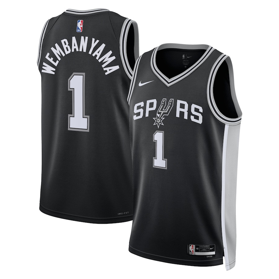Victor Wembanyama 1 San Antonio Spurs Unisex Swingman Basketball Jersey - Icon Edition - Black - JS728 